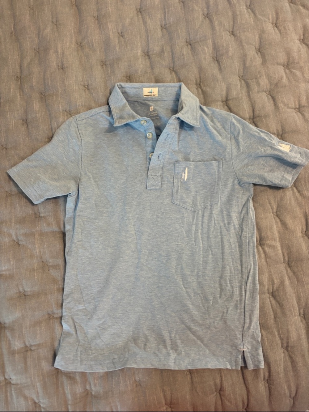 johnnie-O Heather Light Blue Short Sleeve Polo